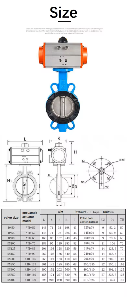 Butterfly valve with pneumatic actuator working