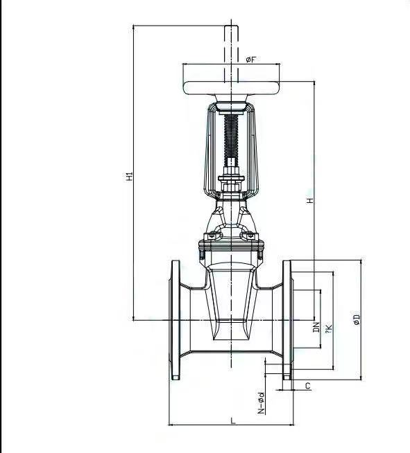 Soft seal rising stem gate valve drawing